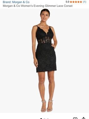 Morgan & Co. Black Lace Corset Mini Dress with Sheer Panels